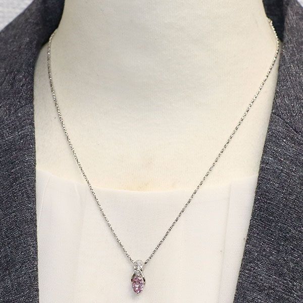 ポーラ Pt900 ピンクインペリアル トパーズ ダイヤモンド ペンダント  