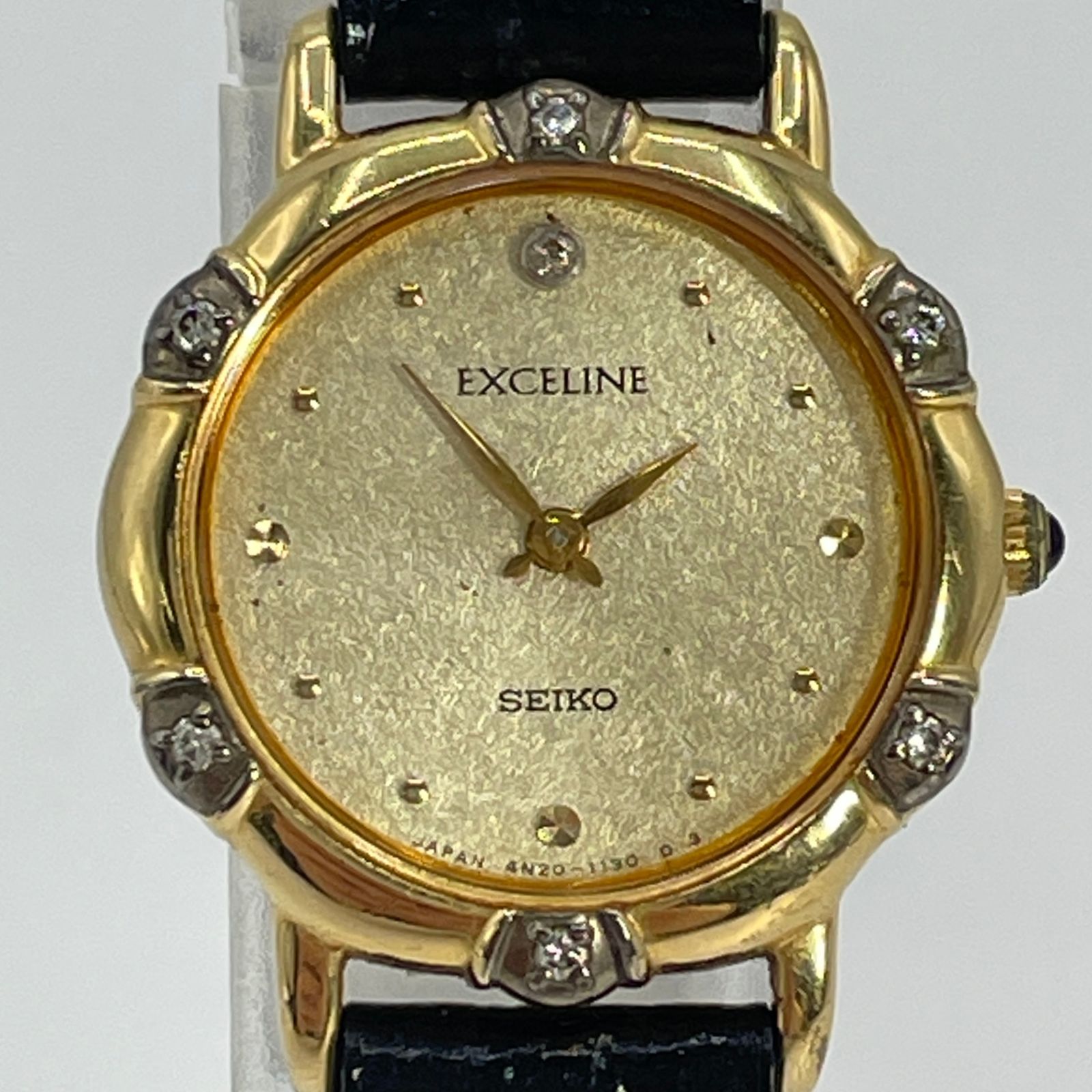 【良品】SEIKO クォーツ 4N20-0630 エクセリーヌ石付 ゴールド 良品】SEIKO クォーツ 4N20-0630 エクセリーヌ石付 ゴールド