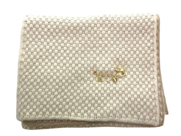 ルイヴィトン LOUIS VUITTON エシャルプ ダミエ コージー ピン付き マフラー ショール カシミヤ モヘヤ シルク ニット アイボリー系