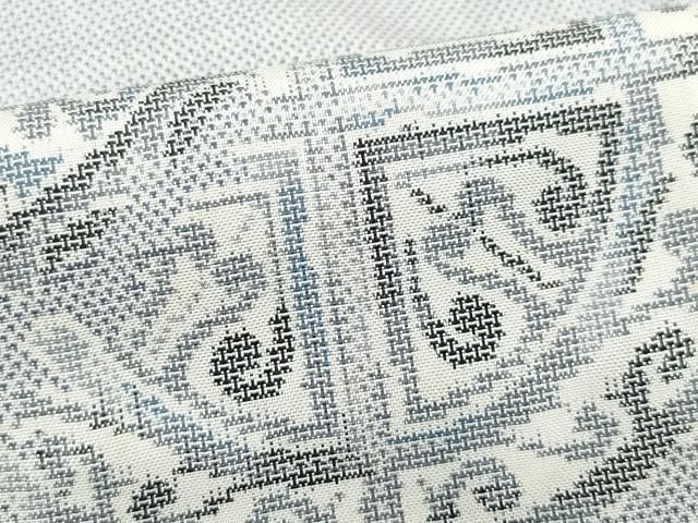 平和屋着物○都喜ヱ門 本場大島紬 白大島 9マルキ 天平花鳥