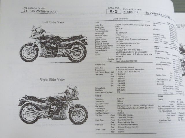 84 ～`85 ZX900-A1 A2 Ninja 英語 カワサキ パーツリスト