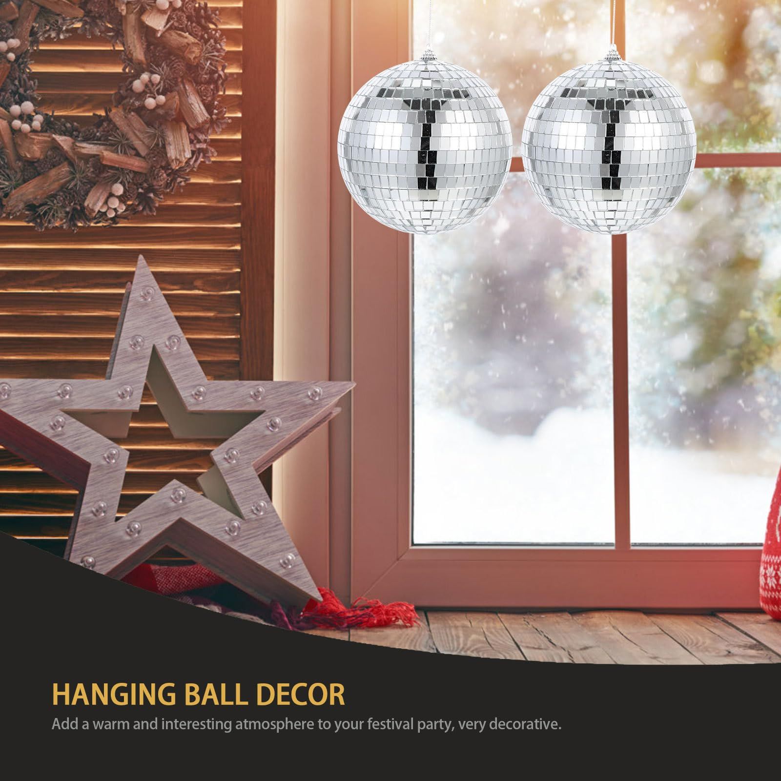 在庫わずか Lurrose ミラーボール 15 cm セット 吊り下げ式 パーティー ディスコライト 反射ミラー効果 Dj クラブバー スマスツリー 銀色