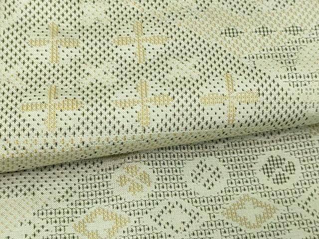 平和屋着物▽上質な紬 単衣 吉祥花文 正絹 逸品 DAAV9693sf