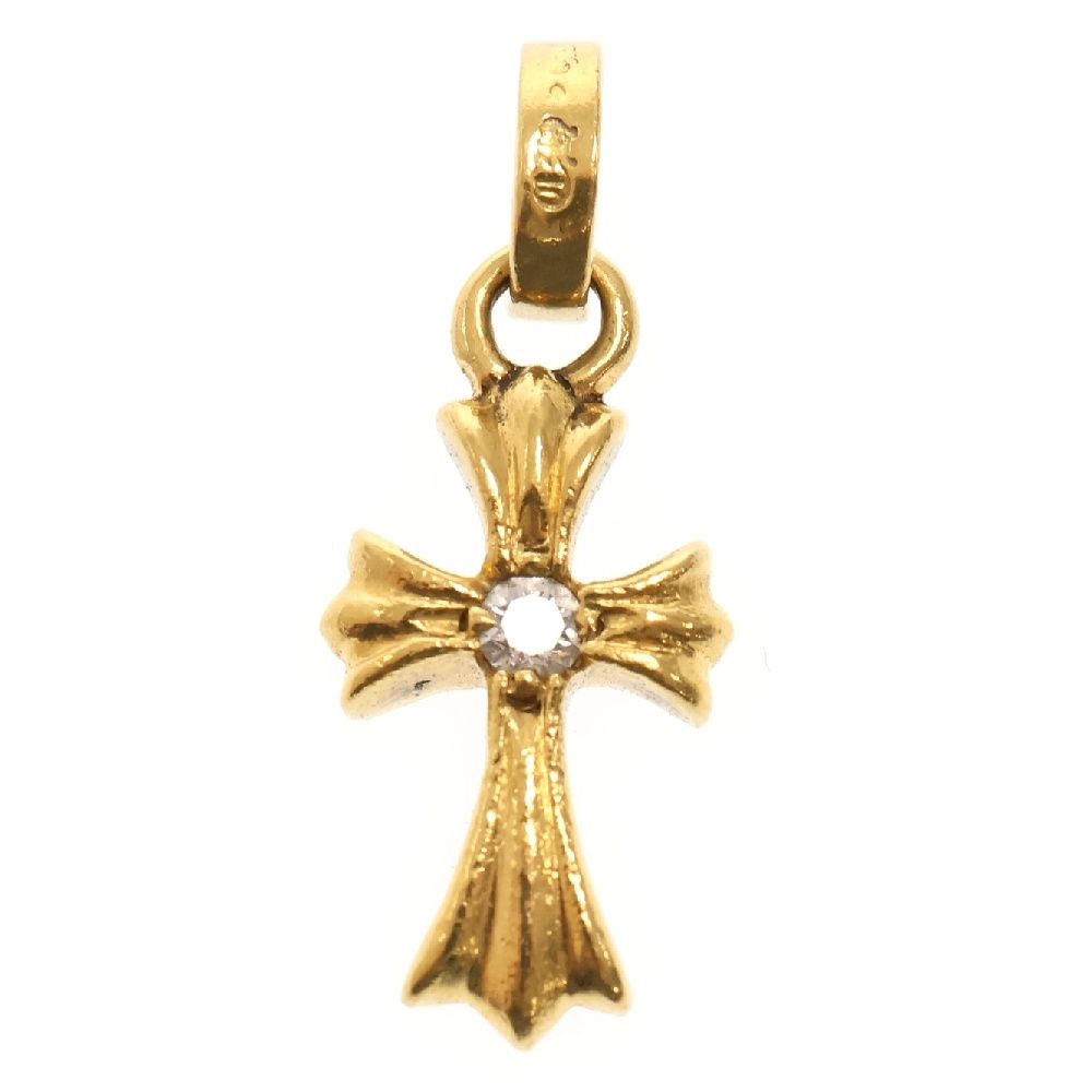 CHROME HEARTS クロムハーツ 22K CRS BBYFAT DIA ベイビーファットクロス 両面1ダイヤ ペンダントトップ ゴールド BCA034