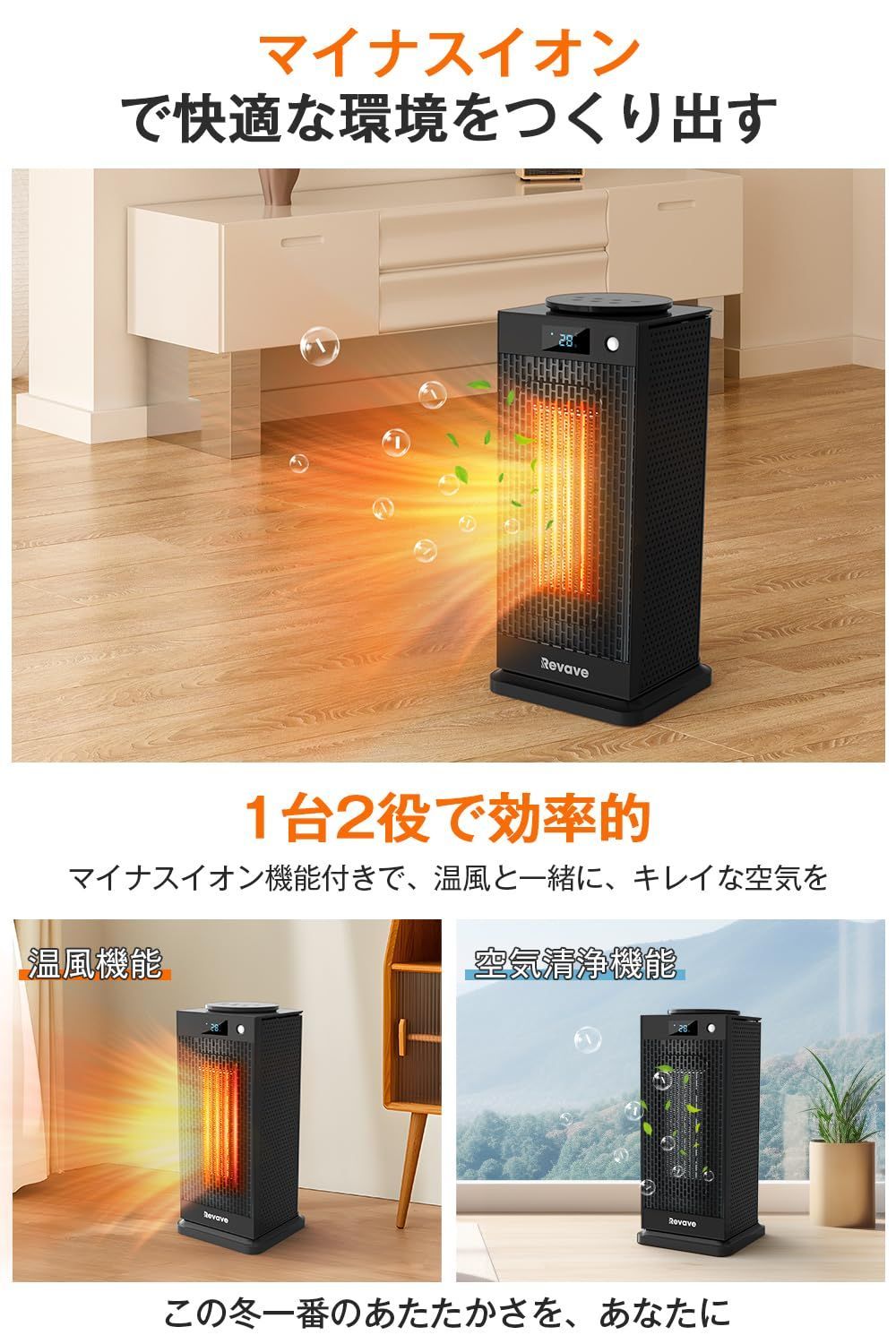 New Products】電気ストーブ 電気ヒーター 速暖 大風量 寒さ対策 リモコン付き 転倒OFF 二重過熱保護 切り忘れ防止 12hタイマー  脱衣所/寝室/トイレ/洗面所/オフィスに適用 高濃度マイナスイオン空気清浄 1500w 4段階温度調整 首振り - メルカリ