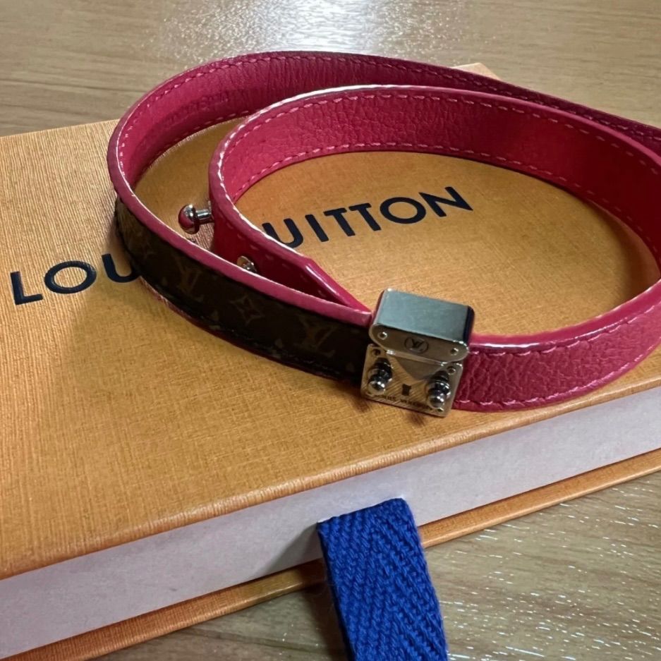 ◾︎ LOUIS VUITTON ルイヴィトン ブラスレ ロックイット モノグラム×ピンク ブレスレット レザー レディース