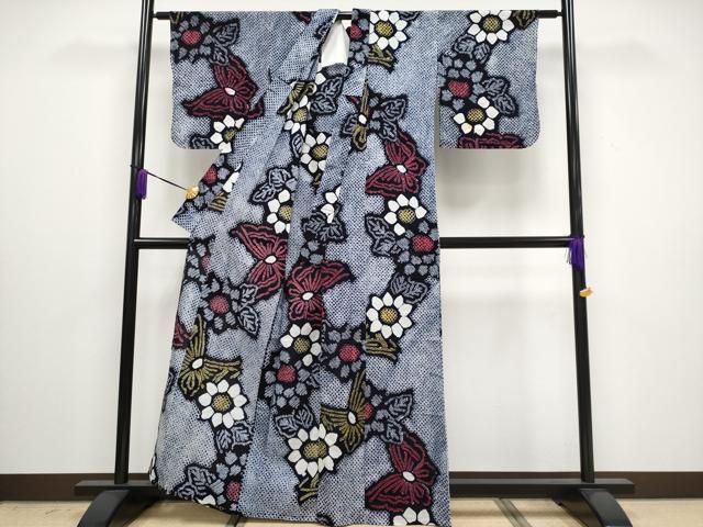 平和屋着物 上 夏物 浴衣 有松鳴海絞り 花蝶文 綿 CYAA3022s5