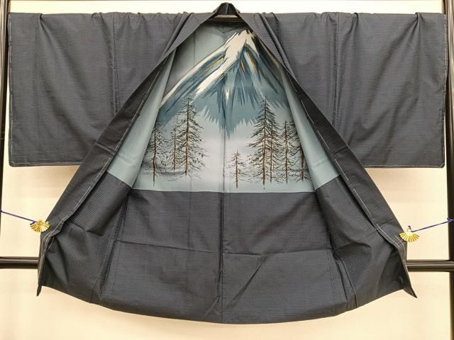 平和屋着物○男性 本場大島紬 アンサンブル 100亀甲 キングサイズ 正絹