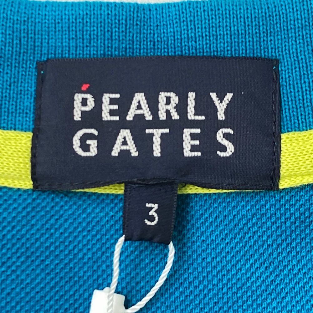 サイズ：3 PEARLY GATES パーリーゲイツ  半袖ポロシャツ ワッペン  ブルー系 [240101483809] ゴルフウェア メンズ ストスト サイズ：3 PEARLY GATES パーリーゲイツ 半袖ポロシャツ