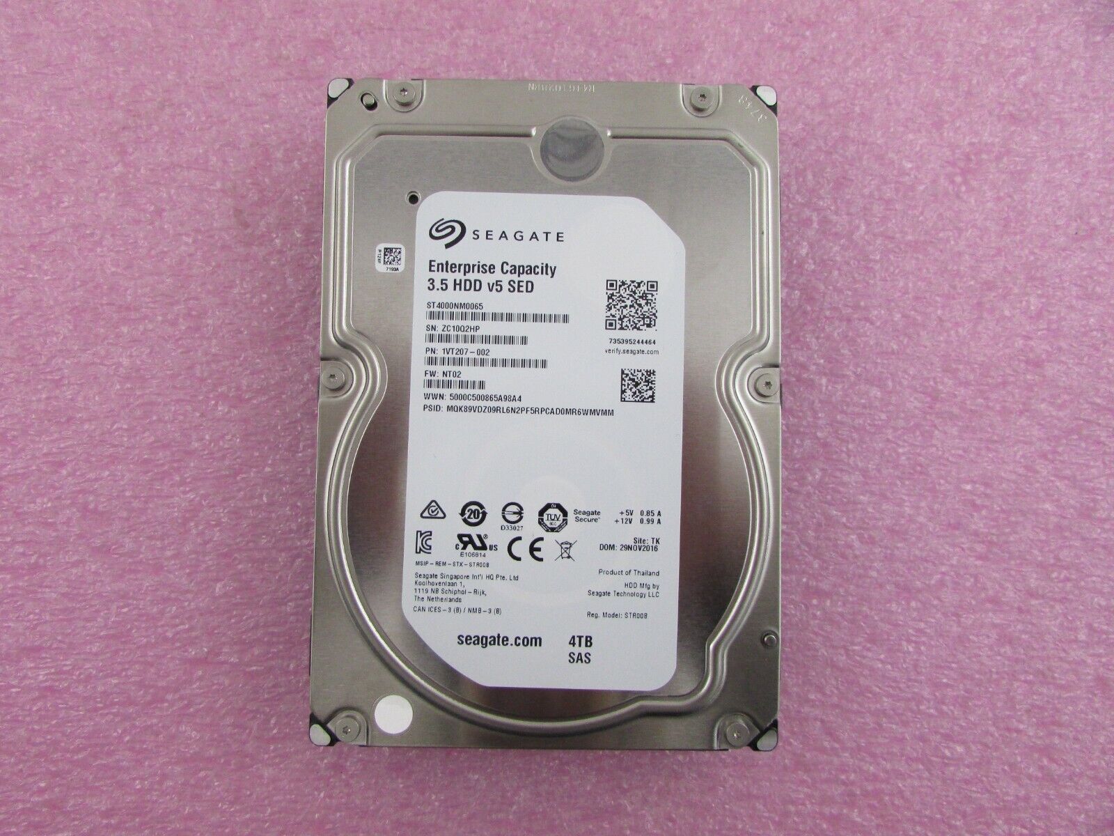 SEAGATE ST4000NM0065 3.5インチ 4TB 7.2K SAS 12Gbps 128MB サーバーハードドライブ SED HDD