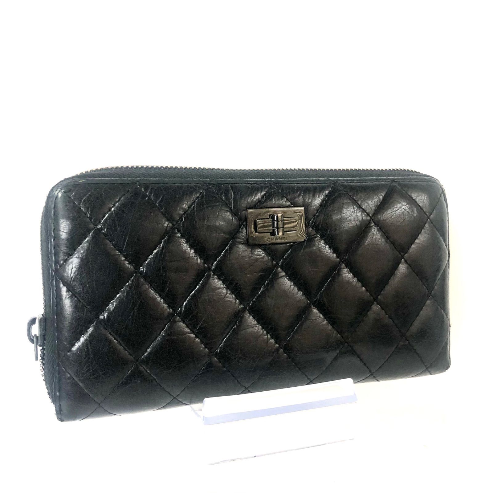 □希少ライン□CHANEL シャネル 2.55ライン マトラッセ ラウンドファスナー 長財布 ラムスキン キルティングレザー ブラック イタリア製  シリアルシールあり 22番代 2016年製 レディース - メルカリ