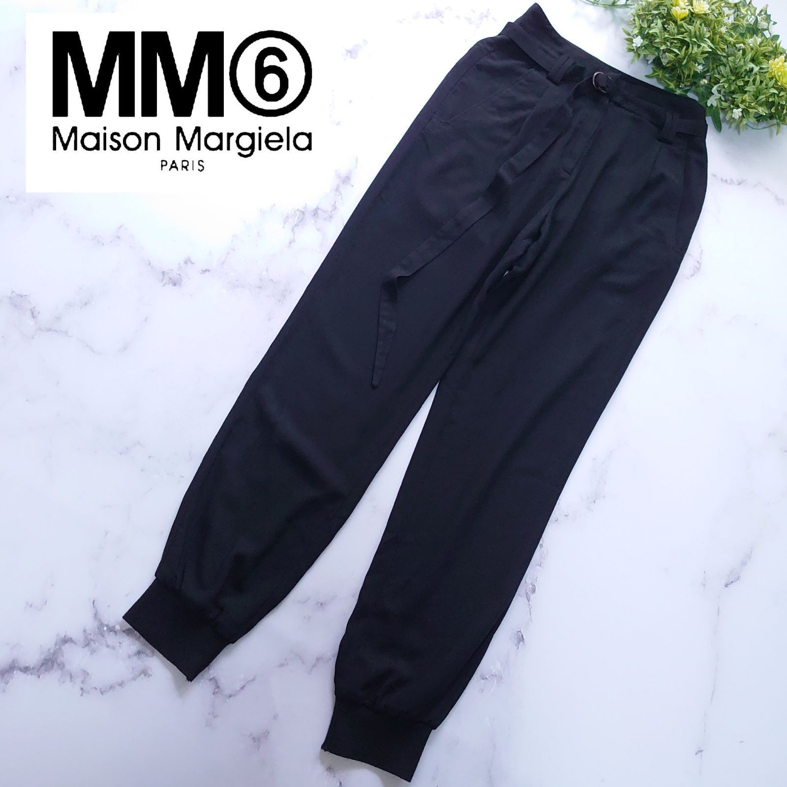 MM6 メゾンマルジェラ ジョガーパンツ スウェット ベルト 黒 36 S相当