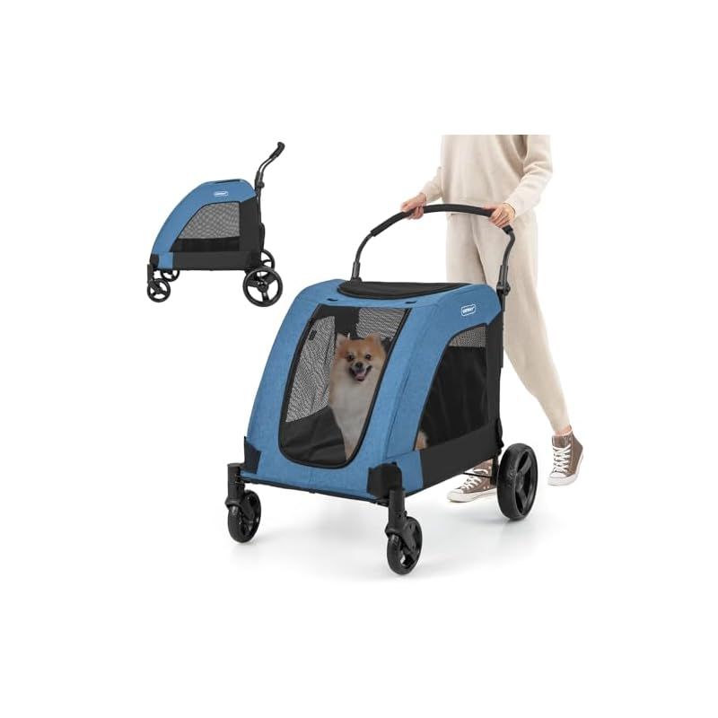 ペットカート 大型犬 折りたたみ式 ペットキャリー 犬用ベビーカー ドッグカート ペットバギー 耐荷重60kg 通気 多頭用 介護用 軽量 収納便利 ストッパー付き 折りたたみ式ペットカート 大型犬対応 多頭収容可能 軽量\u0026通気性設計