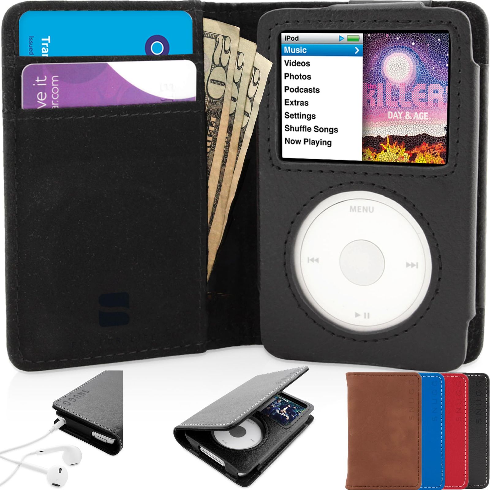 英国Snugg社 iPod Classic 用 手帳型 PUレザーケース - 生涯補償付き ブラック