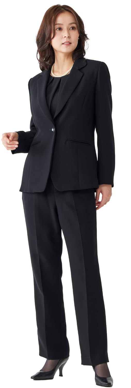 レジーナポルテ 喪服 礼服 ブラックフォーマル レディース パンツスーツ ゆったり 体型カバー 洗える ブラウス