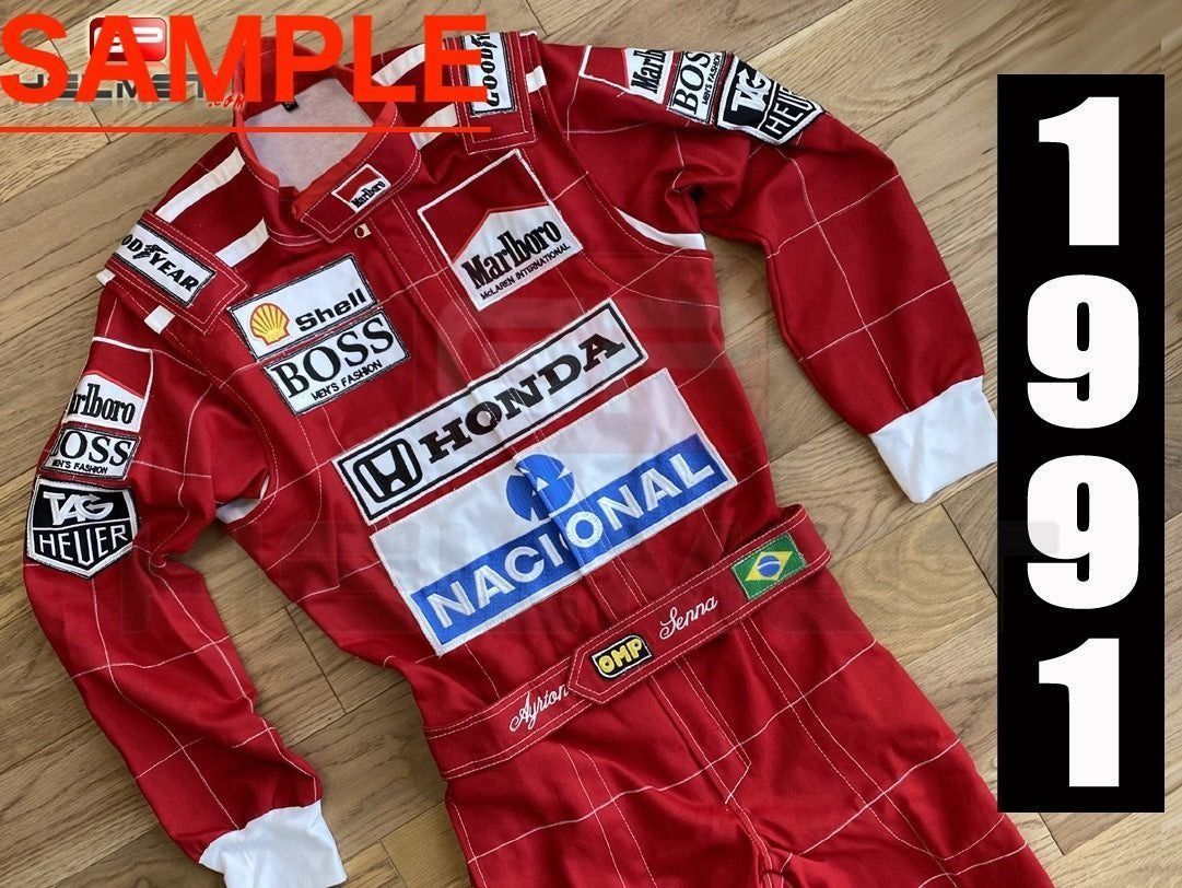 新品 アイルトン・セナ F1 刺繍 1991年 刺繍カートレーシング