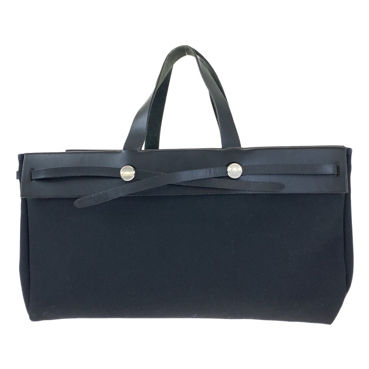 HERMES エルメス エールバッグ カバスGM ブラック キャンバス /レザー 