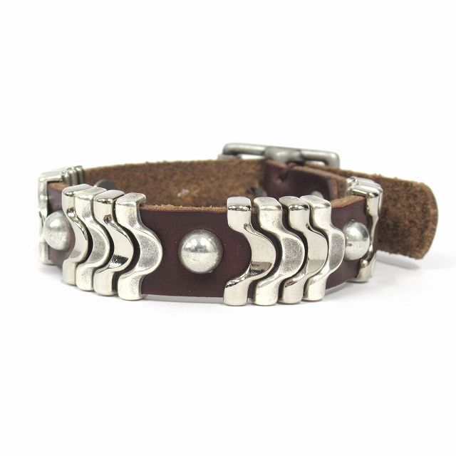 アワーレガシー OUR LEGACY WAVE BRACELET ウェーブ ブレスレット アクセサリー クロムエクセルレザー メタルデザイン A2258WBB バーガンディ メンズ