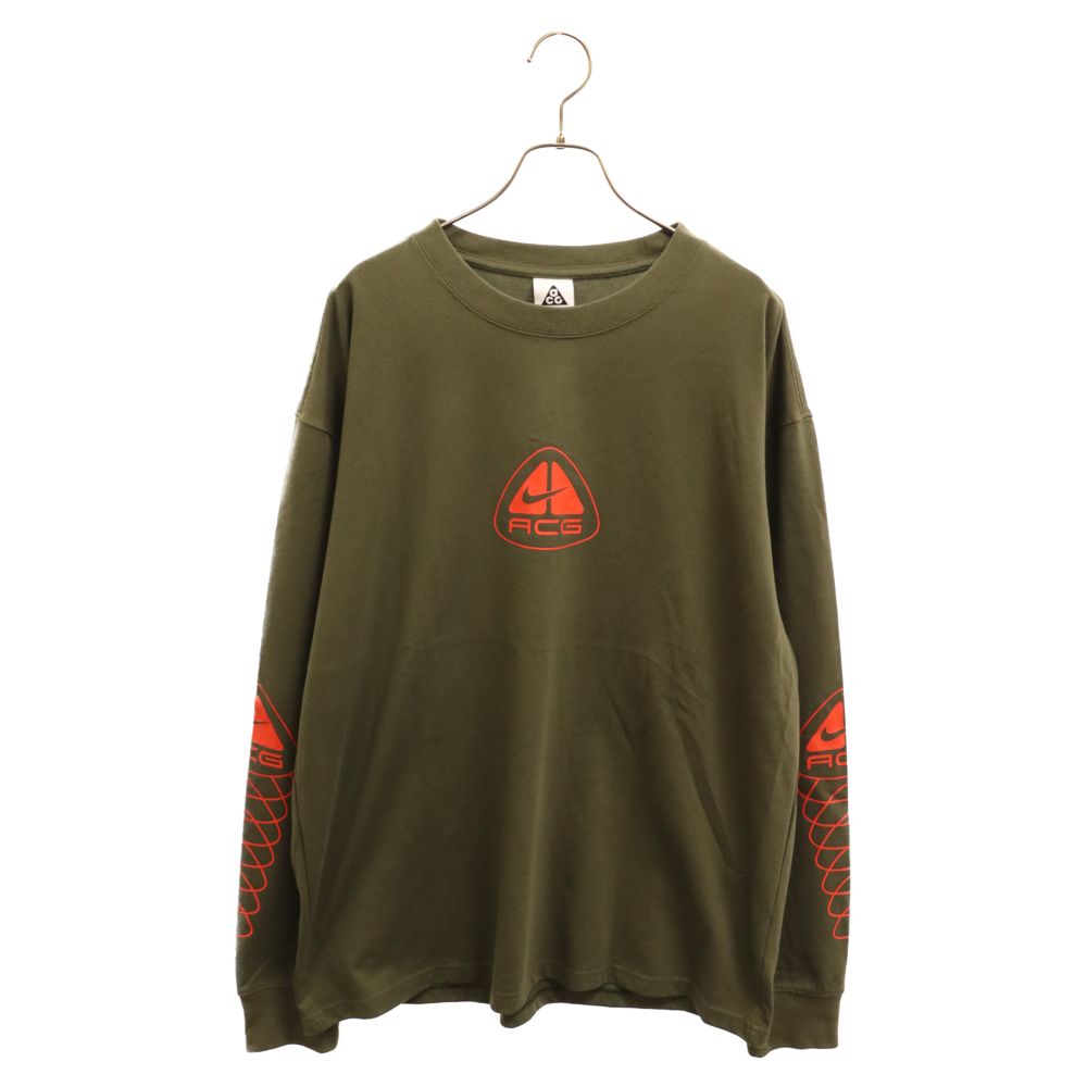 NIKE (ナイキ) NRG SEASONAL LUNGS L/S TEE シーズナル ロゴプリント クルーネック 長袖Tシャツ カットソー カーキ DX9455-325