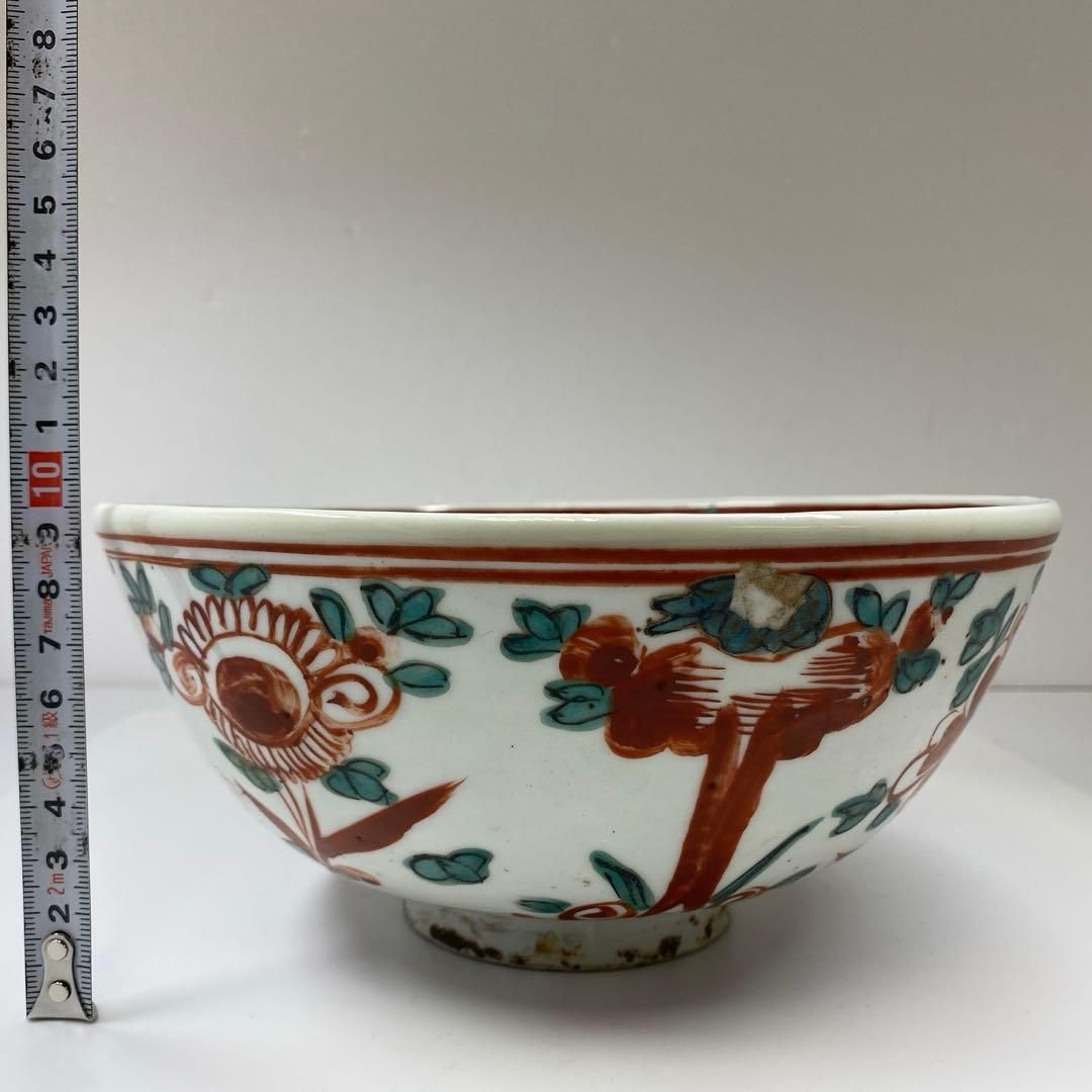 中国明時代 呉州赤絵大鉢 木箱付 口径21.3㎝ 東Y6-1024☆2Fトヒサ