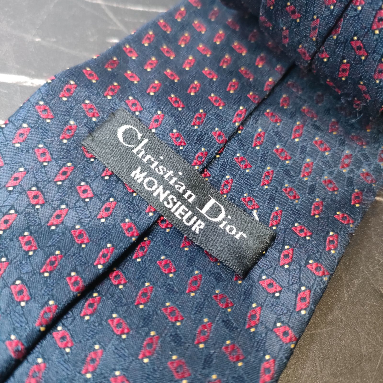 訳あり】クリスチャン・ディオール Christian Dior 幾何学模様 ブルー