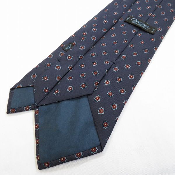Charvet シャルべ シルク 花柄 ネクタイ ネイビー ブルー 男性に人気！ Charvet メンズ ブルー ネイビー ネクタイ 花柄