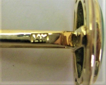 14K 14金 カフス ヒスイ 翡翠 約12mm×8.5mm-