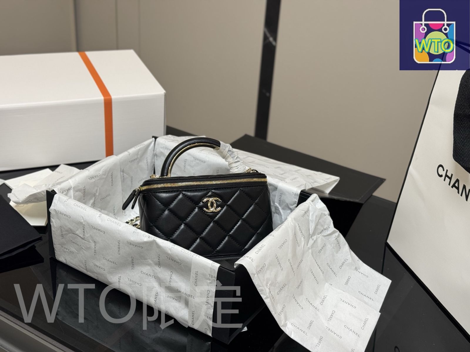 今日特価】Chanel ハンドル メイクボックス（17×11cm）-WTO輸入2