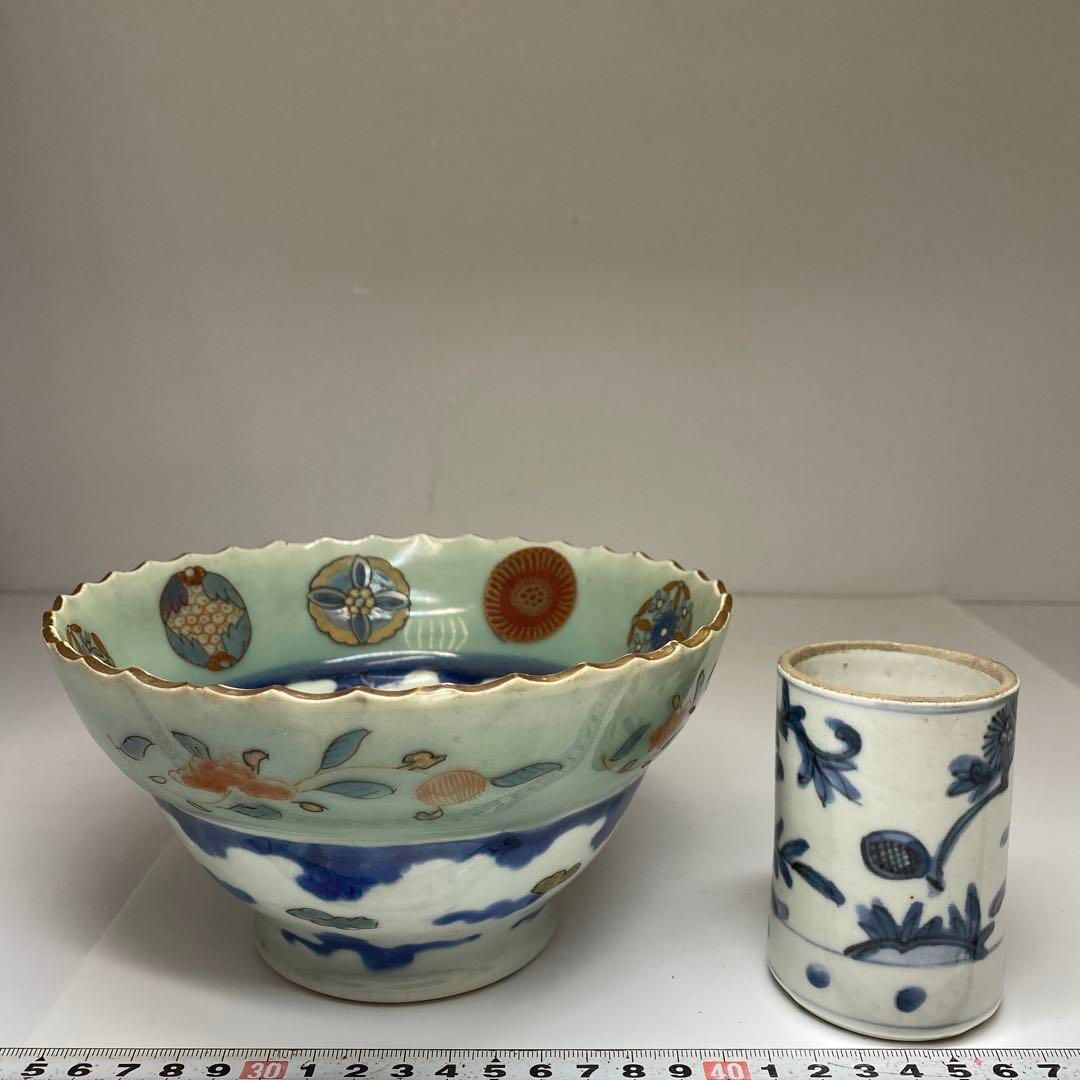 古伊万里 鉢 火入 筆筒 4点 直径17.4 9.8 5.5㎝東な7-0111 WWW_IBETON_RU