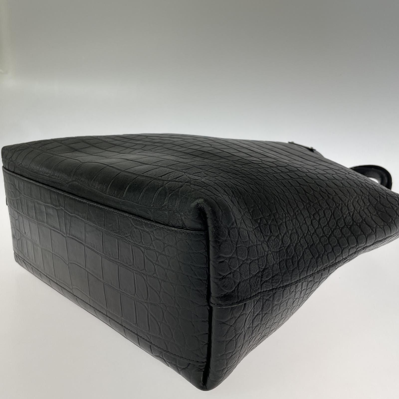 Saint Laurent SAC DE JOUR クロコ型押しレザー ブリーフケース (Saint