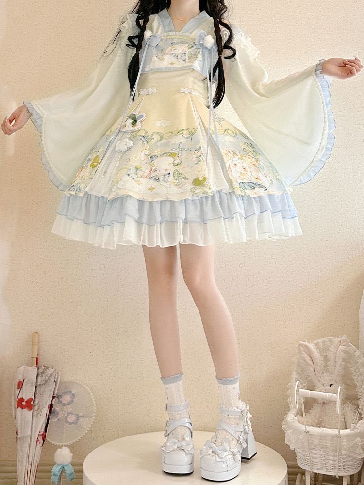 ロリータ 中華風 チャイナ lolita うさぎ中華ロリータjsk?ブラウスセット チャイナ服 レディース ワンピース ジャンパースカート かわいい ゴスロリ 仮装 コスプレ 学園祭 文化祭 イベント ハロウィン