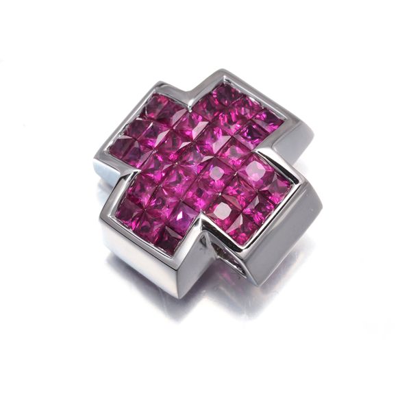 レ エッセンシャル ペンダントトップ ルビー 1.08ct ミステリーセッティング クロス K18WG 保証書 177299