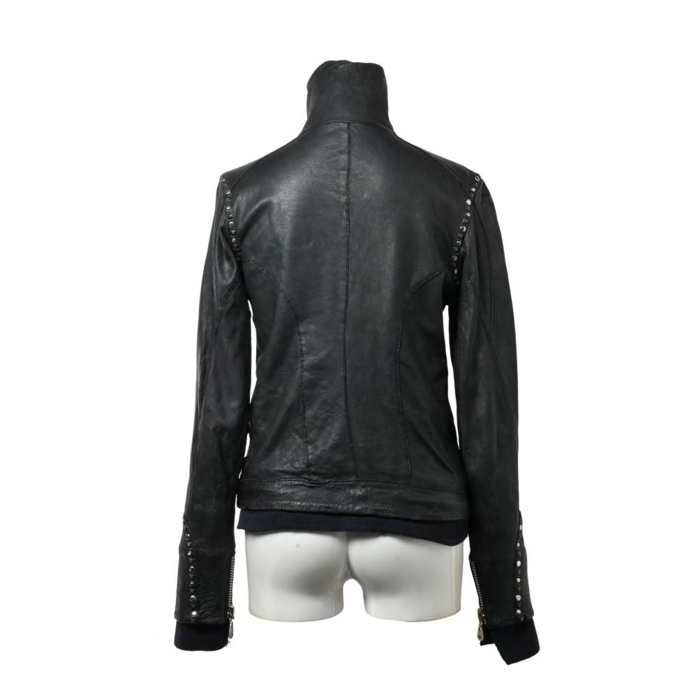 DOMA スタッズ付きレザーライダースジャケット DOMA LEATHER スタッズ ジップアップ レザー ジャケット - メルカリ