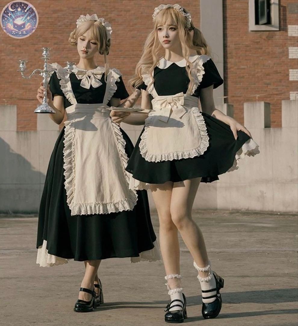 ♥ kiss kiss クラロリ メイド服セット ワンピース ショート丈 双子ロリ