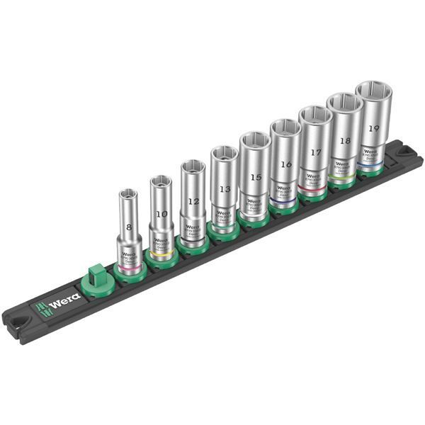 WERA ヴェラ 差込角3|8SQ 収納レール付き 9点組 ディープソケットレンチセット 005440 工具 ツール DIY 作業工具 道具