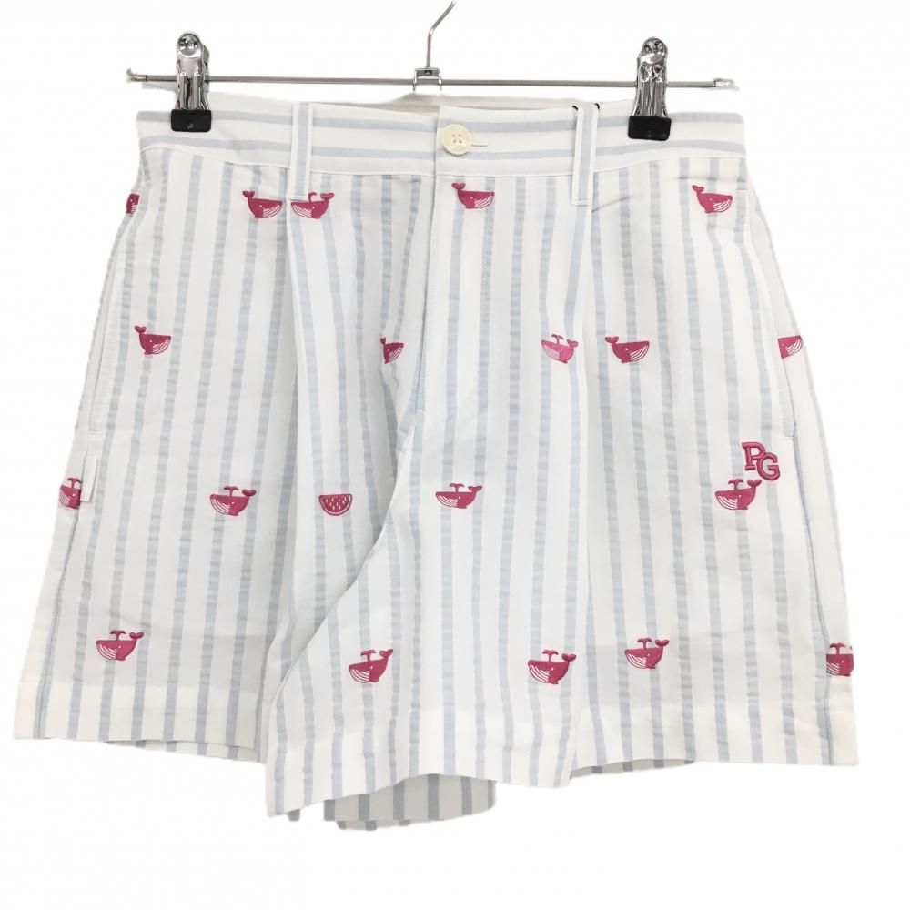 新品】パーリーゲイツ キュロットスカート 白×ライトブルー系 クジラ柄