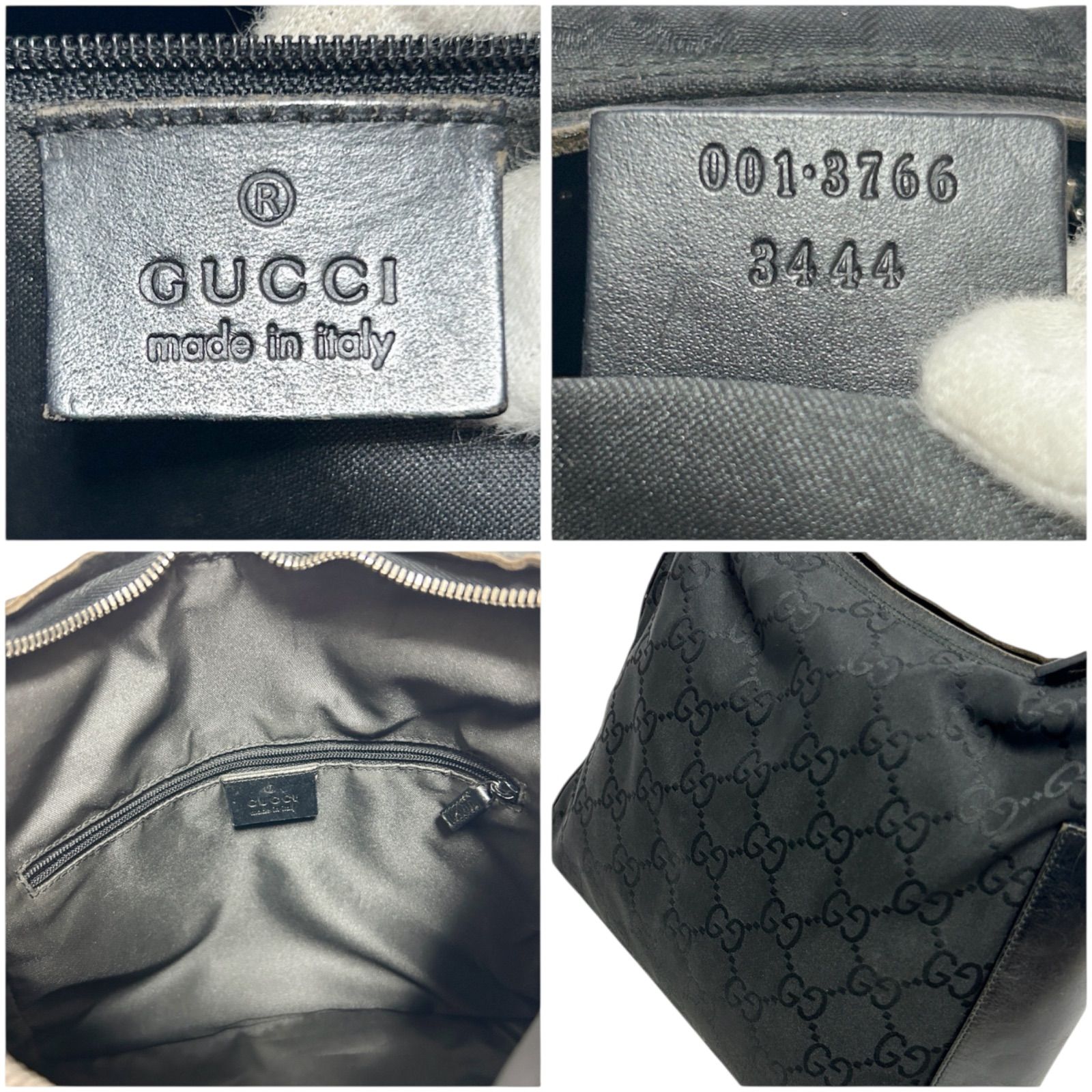 グッチ 20047 ワンハンドバッグ　黒　ナイロン×レザー GUCCI グッチ GG柄 ワンショルダーバッグ ナイロン レザー 黒