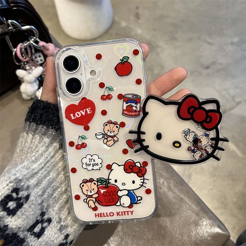 hellokitty iPhone16ケース ハローキティ iphoneケース リング付き iphone15ケース スマホケース 耐衝撃 可愛い iphone15ケース iphone14ケース iPhone13ケース