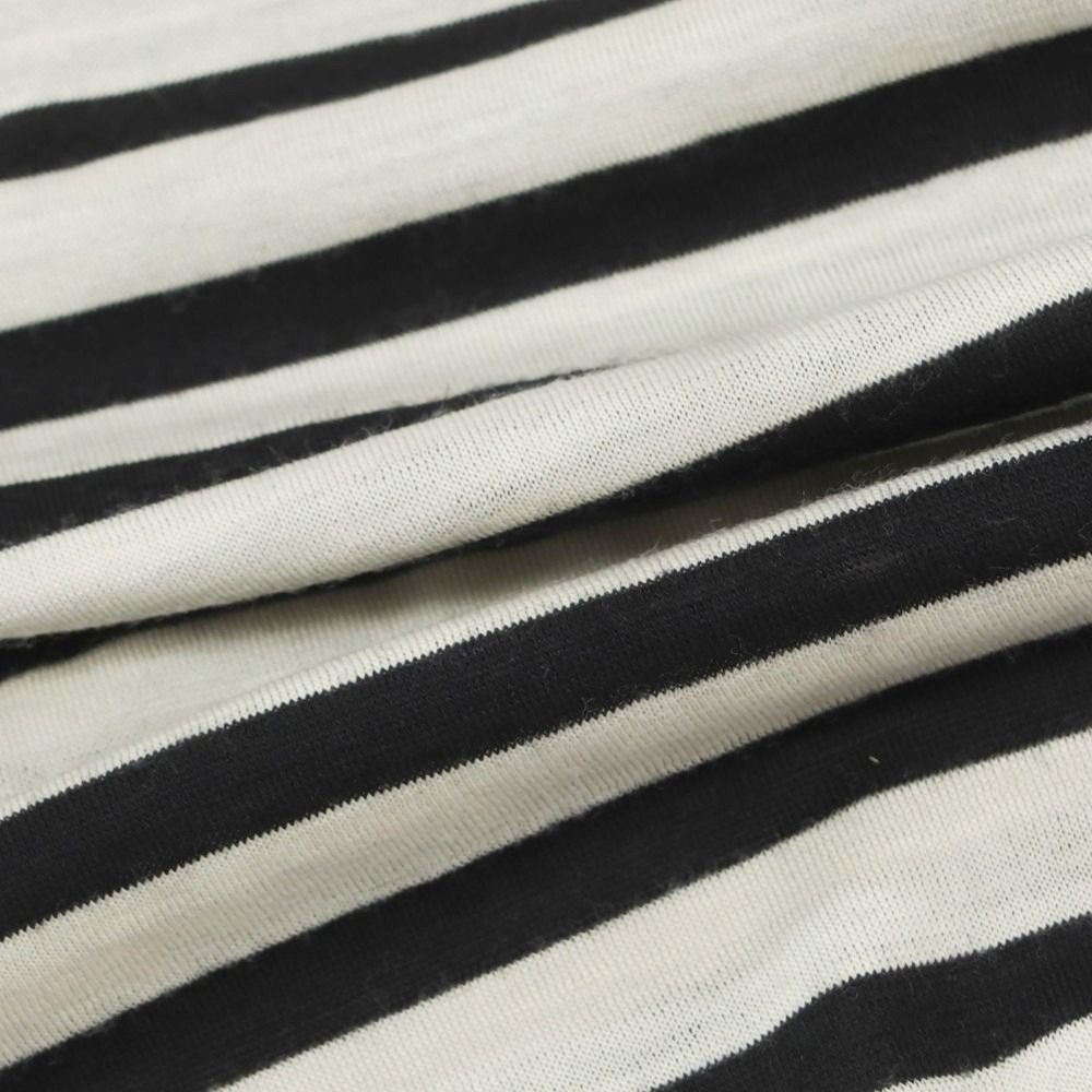  ジュンヤワタナベ JUNYA WATANABE 秋冬 ウール ボーダー ニットカットソー ブラックxグレージュ サイズM レディース 長袖 Tシャツ カットソー