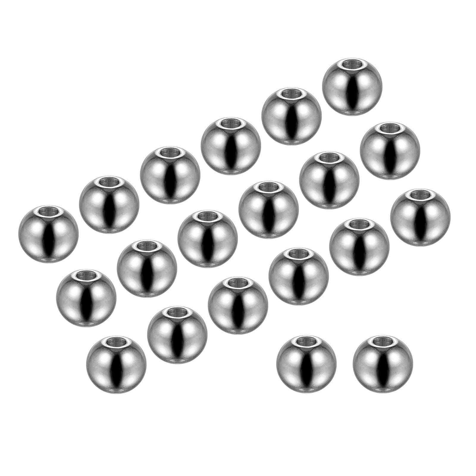 Kozelo 40個 スルーホールビーズ - [外径10mm x 穴径3.5mm] ステンレス製クラフトビーズ DIY装飾用 シルバー