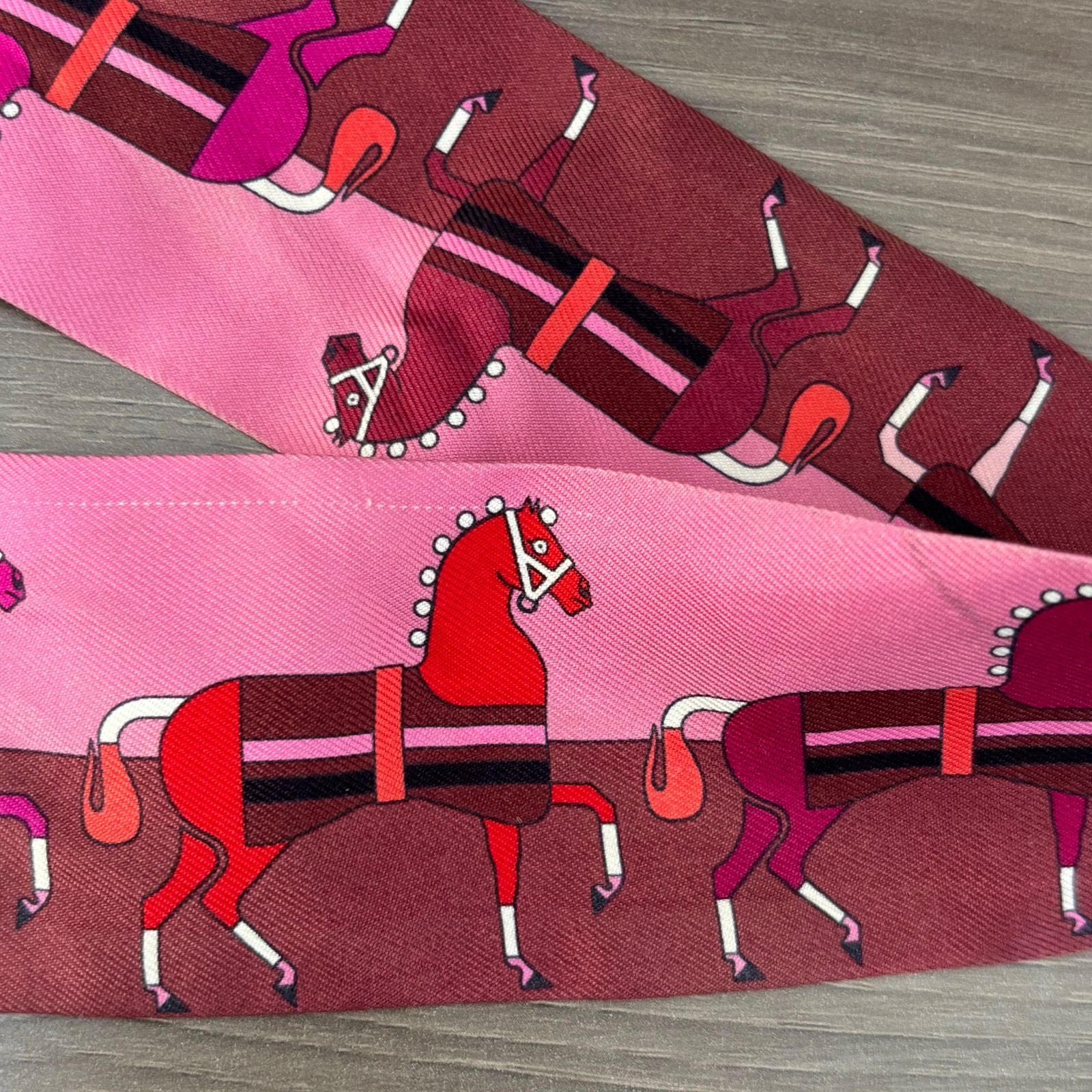HERMES エルメス ツイリー スカーフ ピンク系 Rocabar ロカバール ⭐️美品⭐️ エルメス ロカバール ツイリースカーフ ピンク