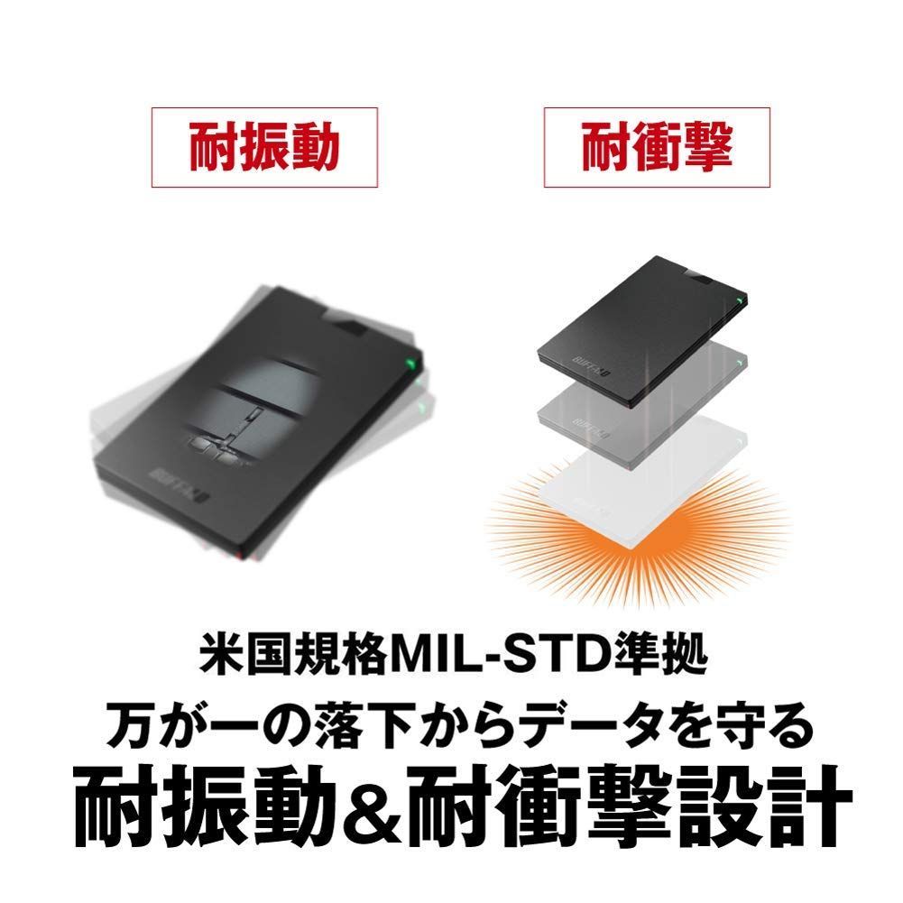 人気商品】BUFFALO USB3.1Gen1 ポータブルSSD 1TB 日本製 PS5/PS4