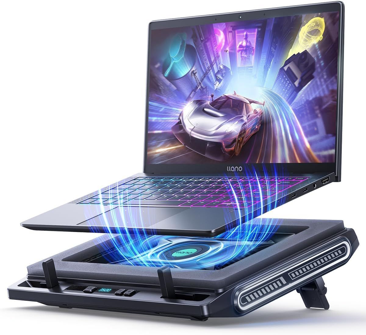 llano ノートPC 冷却スタンド ブラック/ハブ付き 15-19インチ対応 llano ノートPC 冷却スタンド ブラック/ハブ付き 15-19インチ