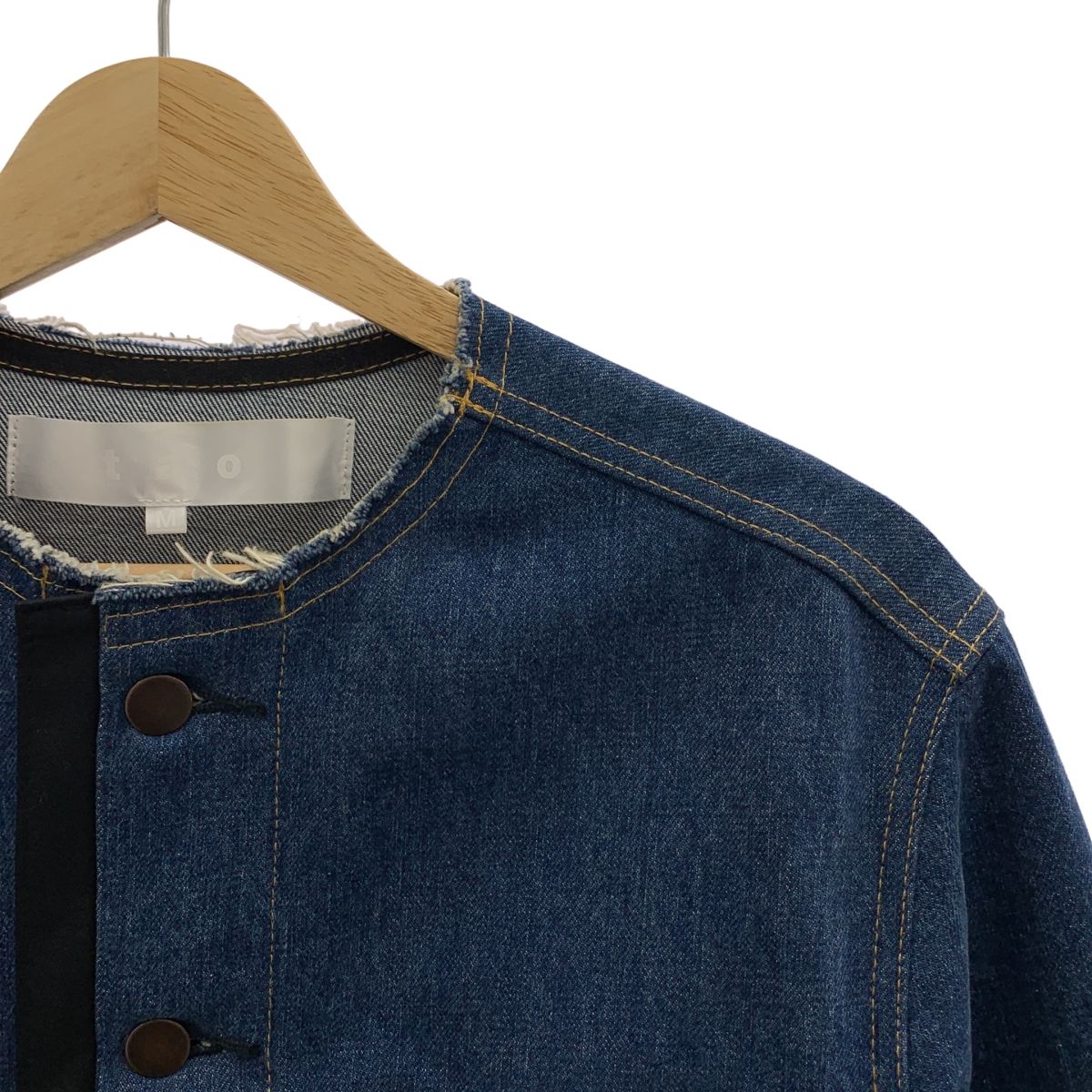 tao COMME des GARCONS タオコムデギャルソン 2025SS 異素材切替 デニム ノー ジャケット M インディゴ ブラック レディース