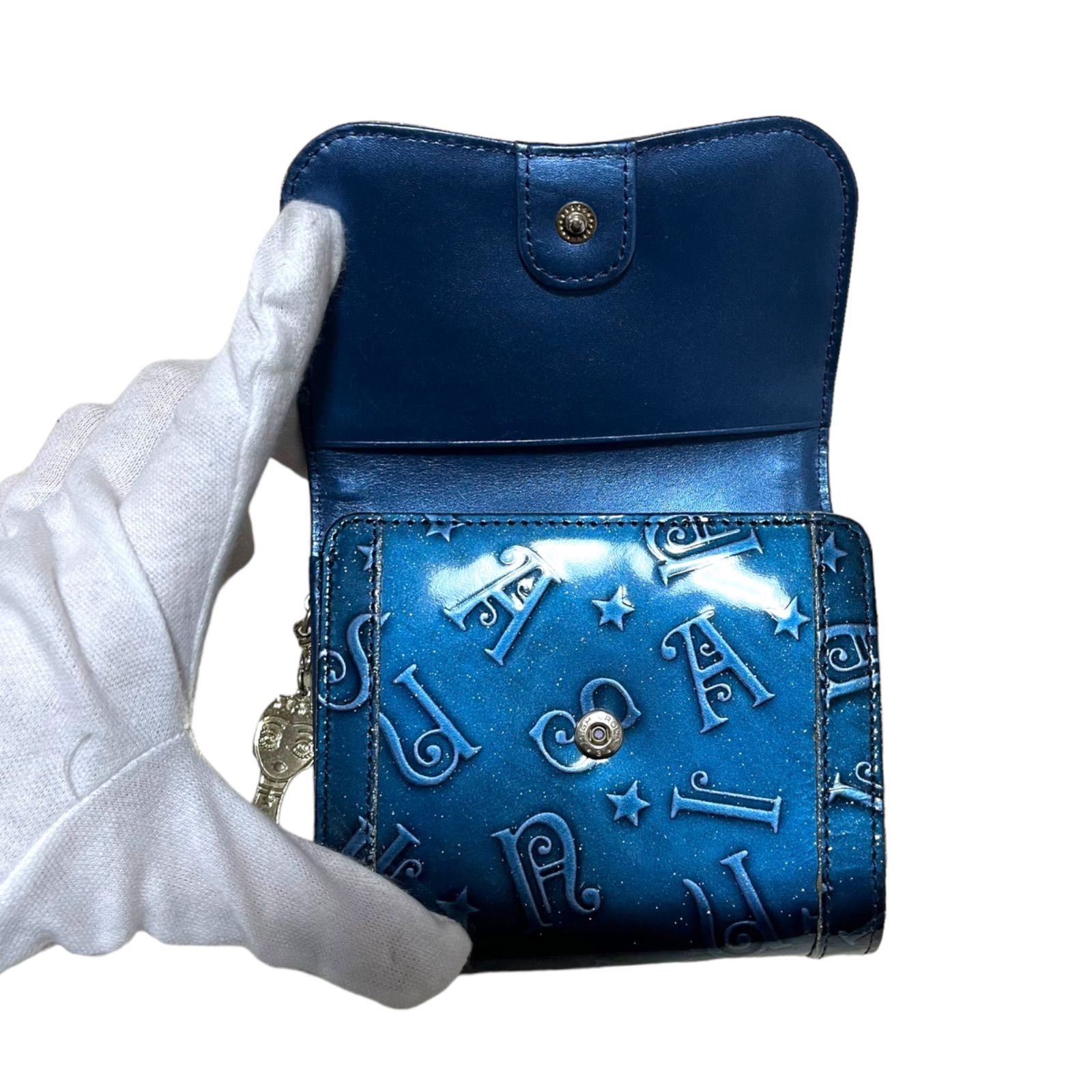 【新品未使用】ANNA SUI ハリー財布　二つ折り　ガマ口【青】 楽天市場】展示品箱なし アナスイ 財布 二つ折り財布 がま口財布 青