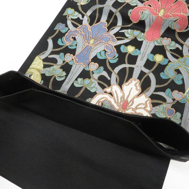 袋帯 中古 リサイクル 正絹 フォーマル 仕立て上がり 六通 花の図 箔糸  
