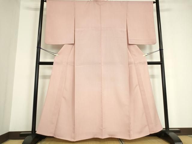 平和屋着物▽江戸小紋 単衣 万筋 退紅色×白色 洗える着物 DAAV5710az