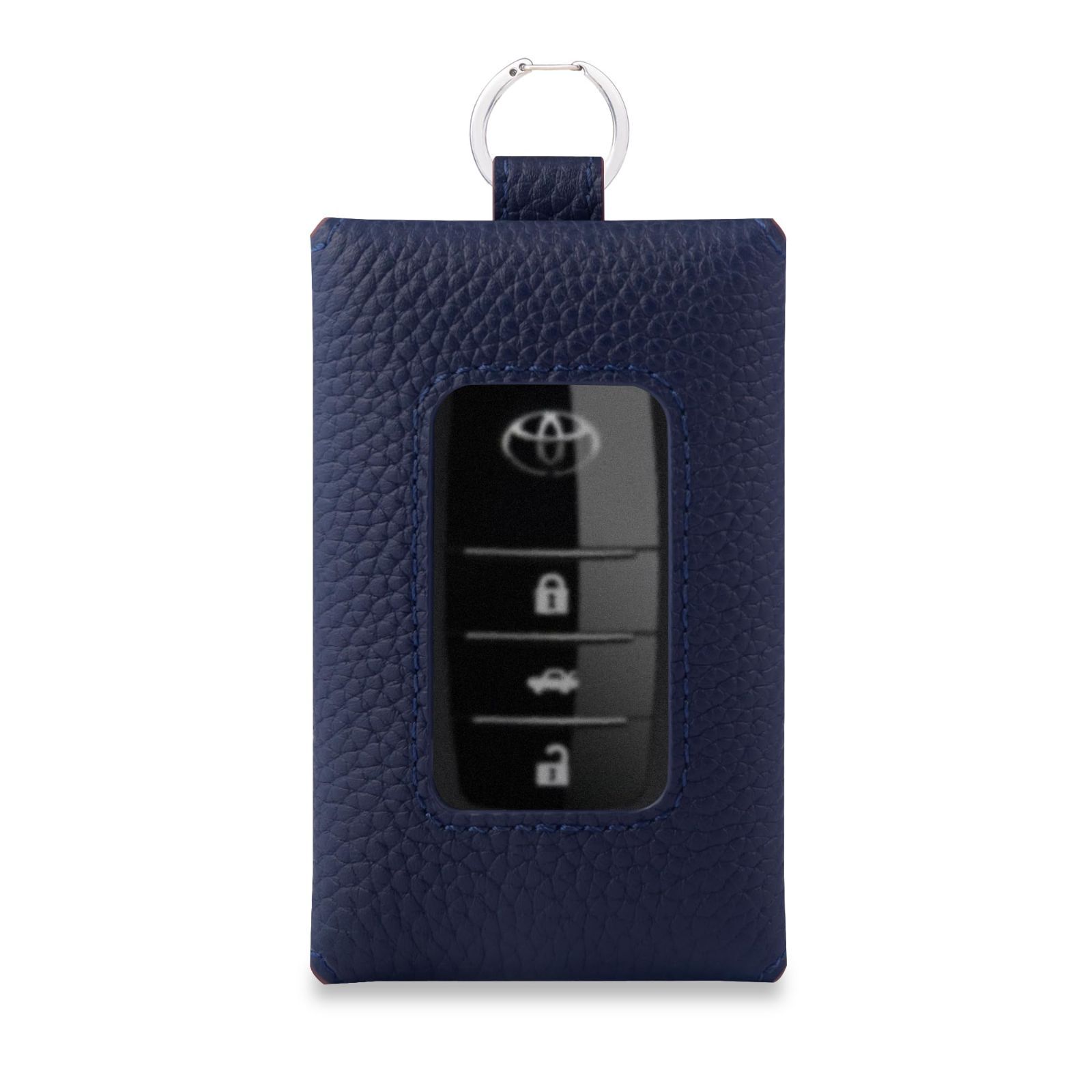 Size M_Color ネイビー COGURE コグレ スマートキーケース スマートキーホルダー 本革 窓付き カラビナリング 男女兼用 ギフトボックス COSKC Mサイズ