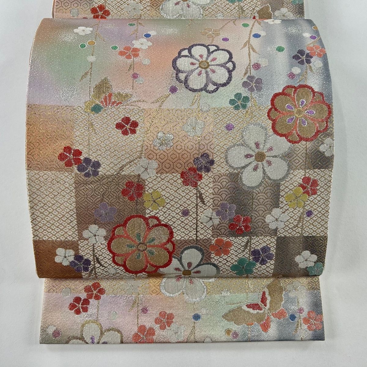 袋帯 美品 秀品 梅 蝶 箔 銀色 六通 正絹 【中古】 - メルカリ