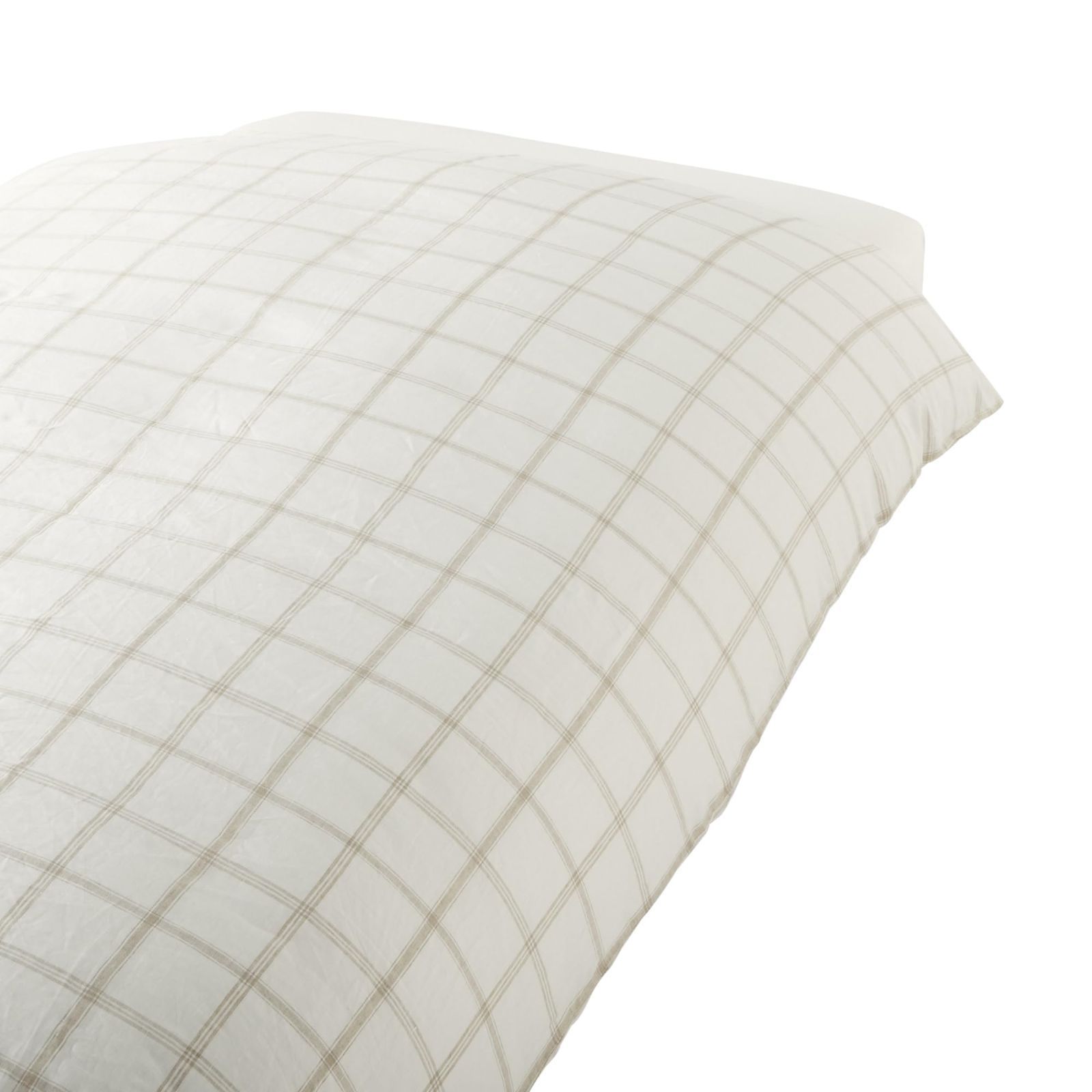 無印良品 麻平織 掛ふとんカバー オフ白チェック SS-S シングル